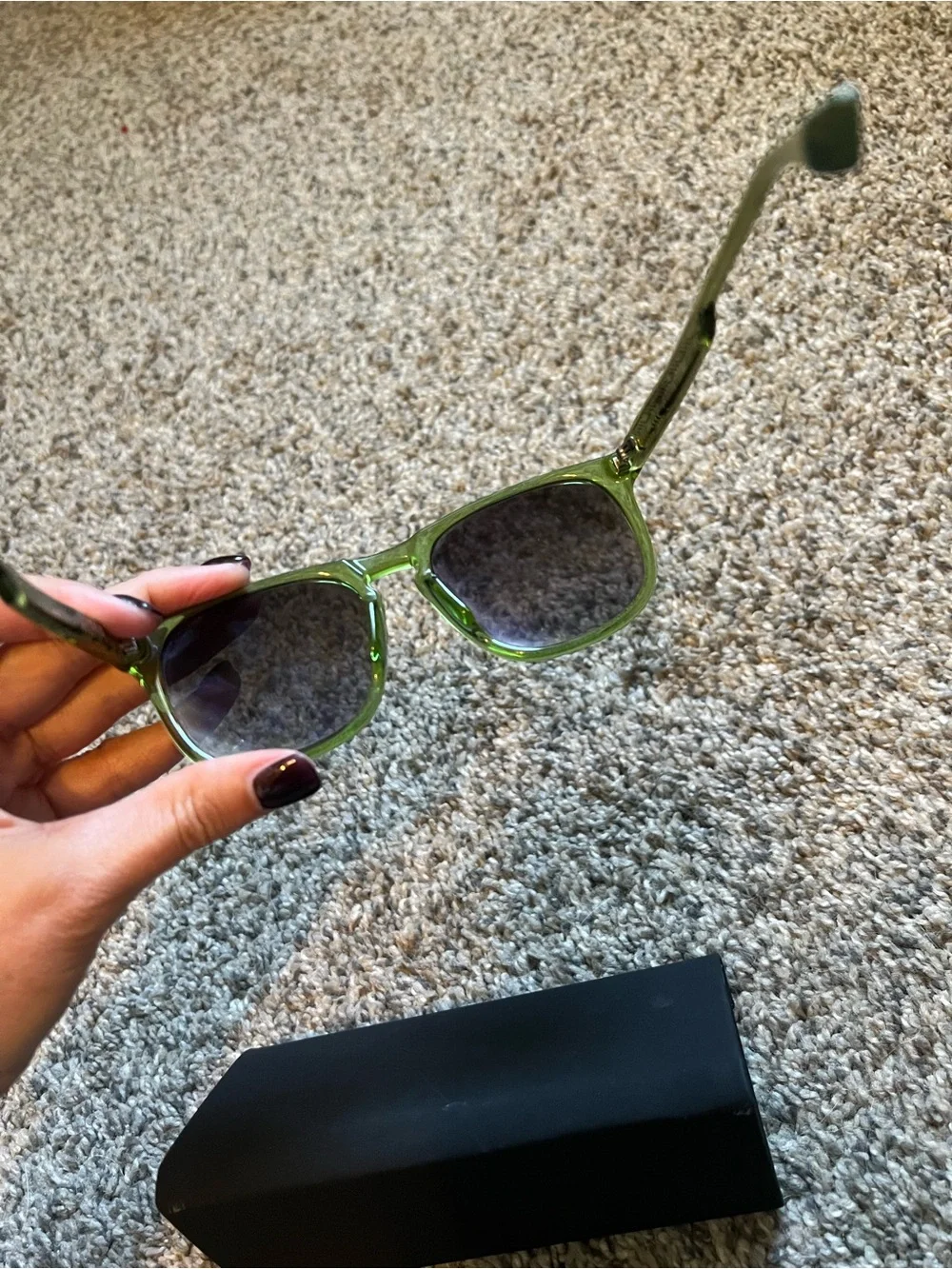 Maui Jim Kupa Translucent Green Square Sunglasses with Gray Gradient Lenses